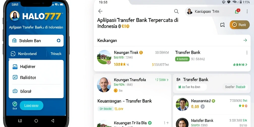Tampilan antarmuka pengguna aplikas HALO777 untuk transfer bank.
