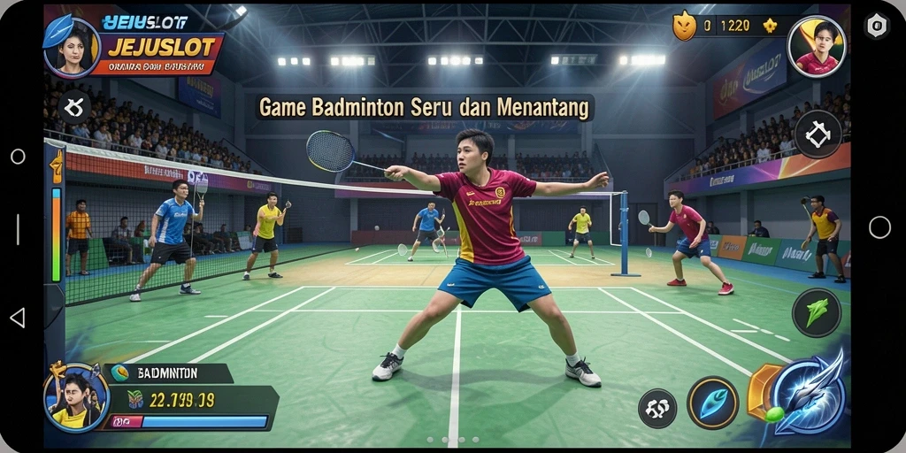 Tampilan antarmuka yang menarik di JEJUSLOT saat bermain Badminton.
