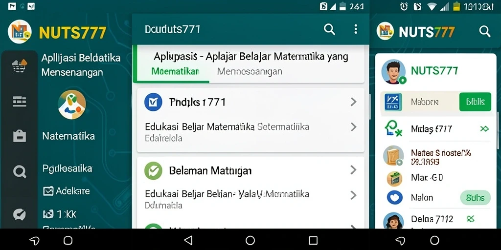 Tampilan antarmuka menarik dari NUTS777 untuk belajar Matematika.