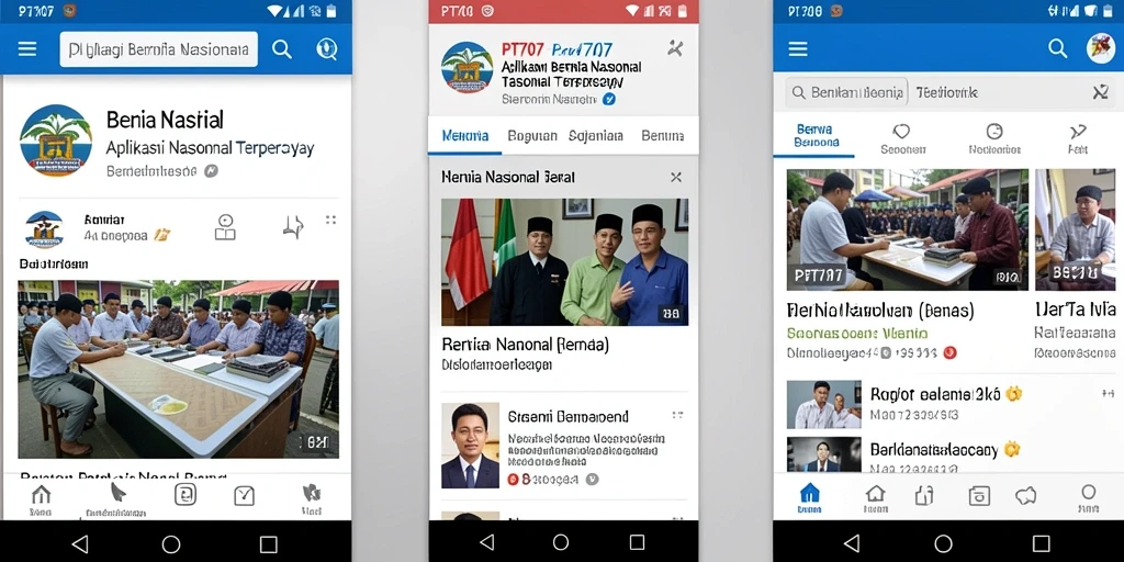 Antarmuka pengguna PT707 yang menampilkan berita nasional terkini.