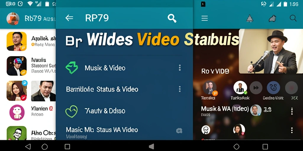 Tampilan antarmuka utama RP79 yang menampilkan pilihan video Status WA.