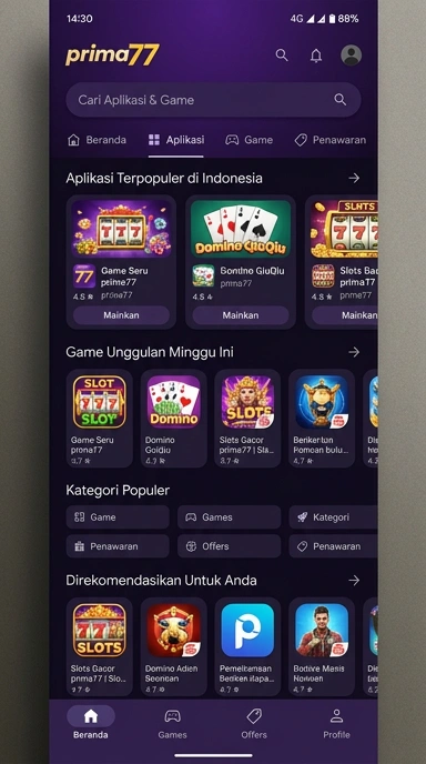 Aplikasi Populer dan Kanal Uji di prima77 — Temukan Favoritmu!
